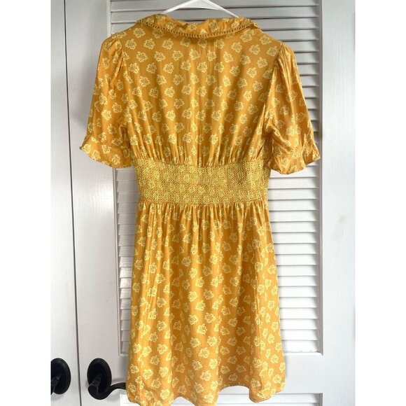 Urban Outfitters Graziana Mini Dress Yellow w/Elastic Waste Women's SP - Picture 2 of 9